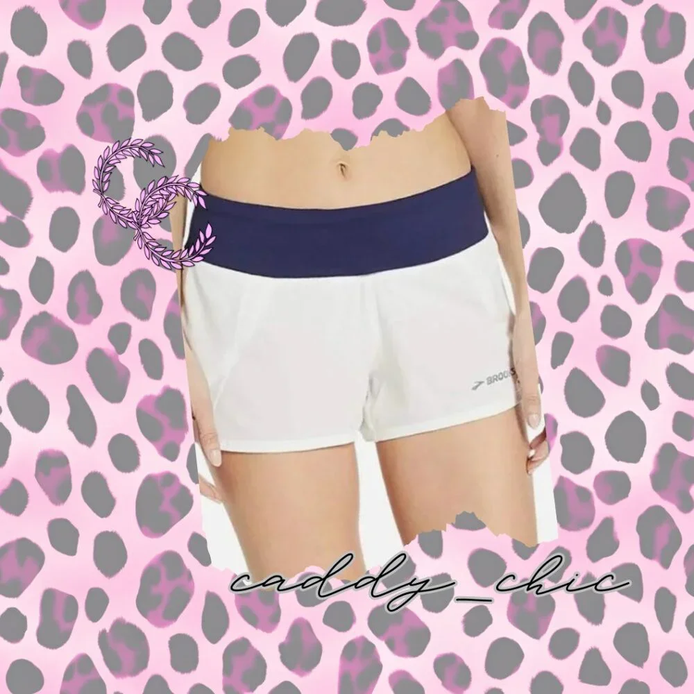 NWT Brooks Running Chaser 3” Shorts - White/Navy, Large